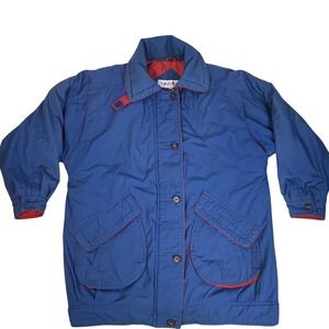 Vintage Artic Point Jacket Youth 11/12 Blue Red Insulated Winter Coat 80s
